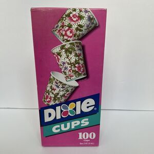 NEW Never Opened Dixie 5 oz Bathroom 100 Cups English Floral Design Vintage 1994